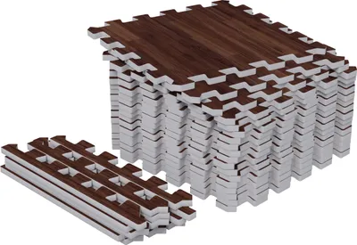 Produktbild von GORILLA SPORTS® Bodenschutzmatte - Set, 18 Stücke, 30x30cm, EVA, Rutschfest, Holzoptik - Bodenmatte, Schutzmatte, Puzzlematte, Fitness Unterlegmatte