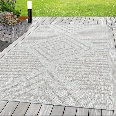 Produktbild von Carpetsale24 Outdoor Teppich Wetterfest Innen & Außenbereich Modern Design Küchenteppich Balkon Terrassen Flachgewebe Wetterfest Grösse 80x250 cm