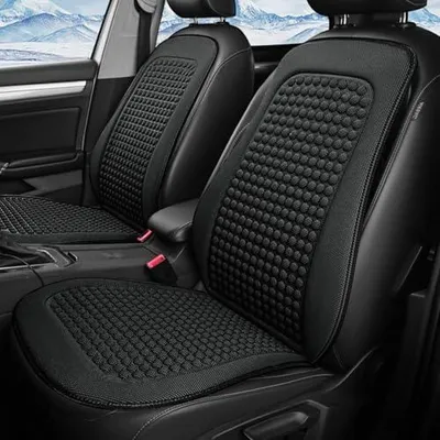 Produktbild von Kühlende Autositzabdeckung mit belüftetem Luftstromkissen für den Vordersitz | Atmungsaktives Sommerpolster aus Relief-Cool-Mesh für Fahrer in Lkw, SUV und Limousine