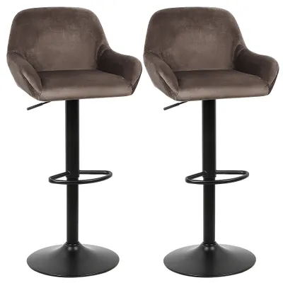 Produktbild von WYCTIN 2er Set Barhocker Hocker höhenverstellbar Barstuhl drehbar Flanellhocker Brown