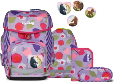 Produktbild von Ergobag Schulranzen-Set CUBO BlütenzauBär 5-teilig, höhenverstellbar