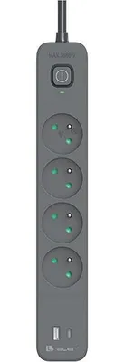 Produktbild von TRACER Power Line+ Mobile-fähige Überspannungsschutz-Steckdosenleiste 1,5 m (4 Steckdosen + 1x USB A + 1x Typ C, PD20W)