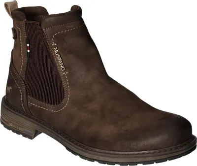 A single brown boot is shown against a white background.