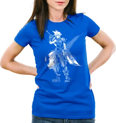 Produktbild von style3 Cloud Strife Damen T-Shirt final 7 VII chocobo sephiroth, Farbe:Blau, Größe:M