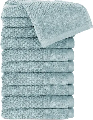 Produktbild von Pure Label 10-TLG Gästehandtücher 30x50 cm mit Aufhängeschlaufe aus 100% Baumwolle, saugstark und weich | 10 Gästehandtücher Türkis, 30x50cm