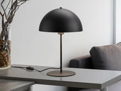 Produktbild von Große LED Tischleuchte 45cm Pilzlampe Schwarz Gold für Wohnzimmer & Schlafzimmer