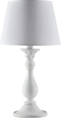 Image de Lucca Lampe Shabby En Bois Blanc 1 Lumière Avec Abat-Jour Dm.35 H.60 D.35 Bl271-Lm-Bco