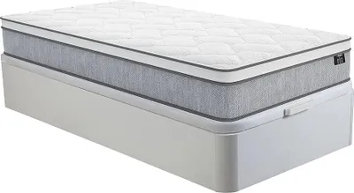 Produktbild von Set 90 x 190 cm Rahmen mit Box weiß + 22 cm dicke Matratze mit Taschenfedern - SERENITE by YSMÉE