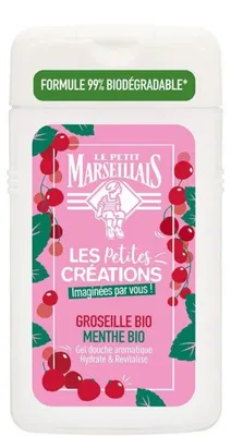 Zdjęcie produktu dla LE PETIT MARSEILLAIS Les Petites Créations Żel pod prysznic - Organiczna czarna porzeczka i mięta - Zestaw 4 sztuk