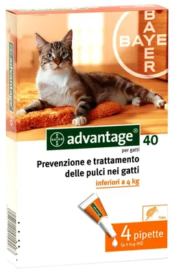 Zdjęcie produktu dla Advantage spot on 40 mg dla kotów o masie ciała poniżej 4 kg 4 pipety