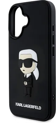 Obrázek produktu pro Karl Lagerfeld, silikonové pouzdro pro iPhone 16, gumové, protiskluzové, černé