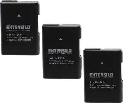 Produktbild von EXTENSILO 3x Akku kompatibel mit Nikon Coolpix P7700, P7100, P7000, P7800 Kamera (1100 mAh, 7,4 V, Li-Ion), Infochip