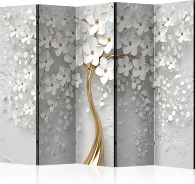 Produktbild von Neuheit! Dekorativer Paravent Raumteiler Trennwand Foto-Paravent Spanische Wand XXL BLUMEN BAUM 225x172 cm b-B-0475-z-c