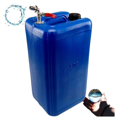 Produktbild von Wasserkanister mit Hahn - 30l - Camping Wassertank - Wasserbehälter - Trinkwasserkanister - Frischwassertank - Blau