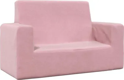 Image de Canapé pour enfants à 2 places Rose Peluche douce