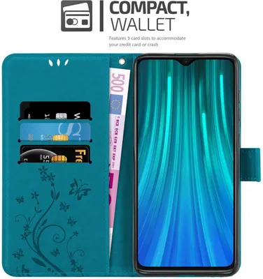 Produktbild von Cadorabo Hülle für Xiaomi RedMi NOTE 8 PRO Schutz Hülle in Blau Schutzhülle Handy Hülle Etui Case Blumen Flower