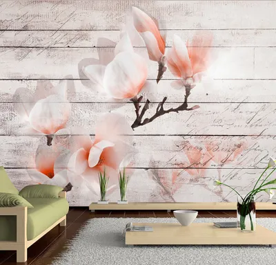 Produktbild von Fototapete selbstklebend Blumen 343x256 cm Tapete Wandtapete Wandbilder Klebefolie Dekofolie Tapetenfolie Wand Dekoration Wohnzimmer - Magnolien Design Abstrakt b-A-0241-a-d