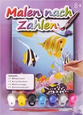 Produktbild von 24x Malen Nach Zahlen Set Acrylfarben Pinsel Kinder Kreativität Vorlage Motive
