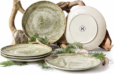 Obrázek produktu pro KONSIMO sada talířů ERATO, vyrobená v EU, (6-dílná), pro 6 osob, porcelán, vhodné do myčky, vhodné do mikrovlnky, 6x jídelní talíř