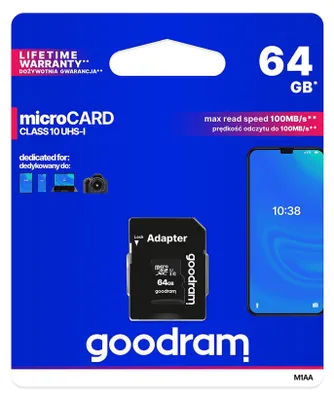 Image de GOODRAM microSDXC 64GB Class 10 UHS-I + adaptateur