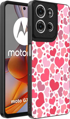 Productafbeelding van Smartphonica Telefoonhoesje, geschikt voor de Motorola Moto G75, met hartjesprint. TPU achterkantbescherming - Kinderhoesje met hartjesdesign