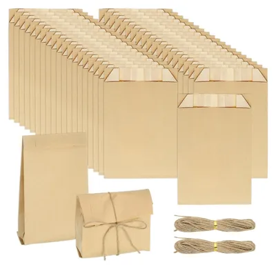 Immagine prodotto di 100 sacchetti in carta kraft con corda di iuta