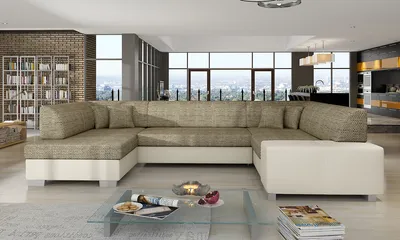 Produktbild von NABBI Ecksofa U mit Zerlegung ein Lagerraum Halvega P - cappuccino / beige