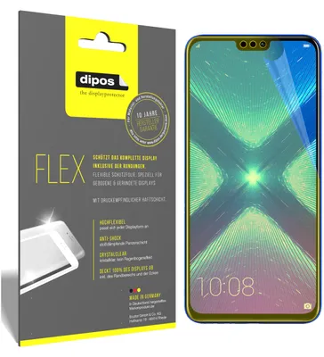 Produktbild von 3x Honor 8X Schutzfolie Folie, 100% Displayabdeckung, dipos Flex