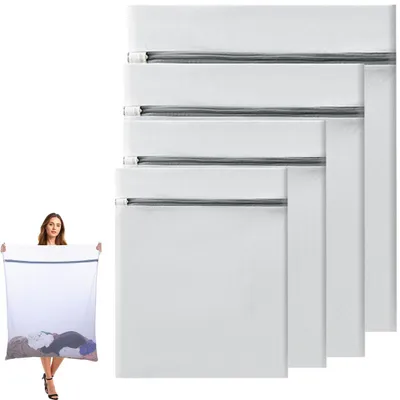 Zdjęcie produktu dla Worki na pranie – zestaw siatek do prania – 4 sztuki – Duży worek na pranie – 90 x 110 cm – 90 x 90 cm – 60 x 80 cm – 60 x 60 cm – Worki na pranie z zamkiem błyskawicznym