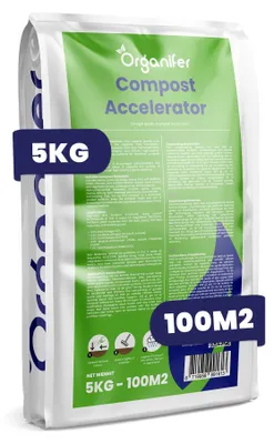 Obrázek produktu pro Kompostový Urychlovač 5 kg – Pro 25–100 m2 / 5 m³ – Štartér Kompostu – Rychlý Rozklad Organických Materiálov & Vysokokvalitný Kompost – Organifer