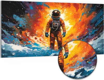 Produktbild von DEQORI Hybrid Leinwand Bild 100x50 cm 'Kosmischer Traum' Wandbild Glas flach modern