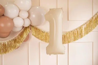 Image de Ballon en plastique chiffre 1, 72 cm, crème
