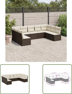 Produktbild von The Living Store 9-tlg. Garten-Sofagarnitur mit Kissen Braun Poly Rattan