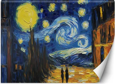 Produktbild von Vlies fototapete Sternenklare Nacht - V. van Gogh 250x175 cm Feeby Orange inkl. Kleber einfache Montage