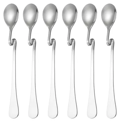6 Edelstahl-Marmeladenlöffel mit Haken, 16,9 cm, Longdrinklöffel
