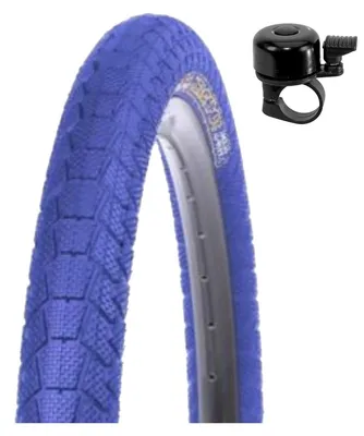 Zdjęcie produktu dla 1 x Opona rowerowa Kenda K-907 Krackpot BMX, rozmiar 20 x 1,95 (50-406), kolor niebieski, w zestawie dzwonek rowerowy