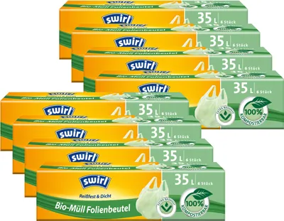 Produktbild von Swirl -Müll Folien-Beutel 35l mit Tragegriff  6stk./Rolle (8er Pack)