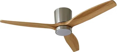 Produktbild von Lucande LED-Deckenventilator Faipari, nickel/Holz, DC,132cm