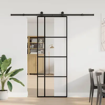 Zdjęcie produktu dla vidaXL Drzwi przesuwne z okuciem 76x205 cm ESG szkło i aluminium