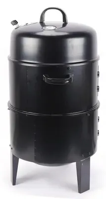 Obrázek produktu pro Gril 3 v 1 – gril, kouřárna a pekař – dvoustupňový – průměr 40 cm, výška 84 cm – přenosný, určený pro venkovní použití – ocel – černý