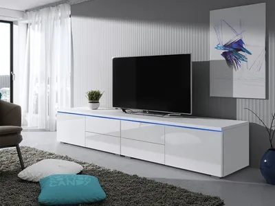 Obrázek produktu pro Televizní stolek s LED osvětlením FERNS D 11 - bílý / lesklý bílý