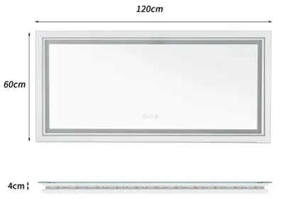 Image de Miroir de salle de bain LED - Miroir mural rectangulaire de 120x60 cm - Anti-buée - Lumière tricolore réglable en intensité - Fonction mémoire - 3 boutons tactiles - Sans cadre