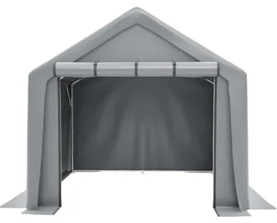Produktbild von Geräteschuppen, 244x241x217cm, wetterfeste Fahrradgarage mit Rolltor, verzinkter Stahlrahmen Lagerzelt, multifunktionales Gartenhaus, dunkelgrau