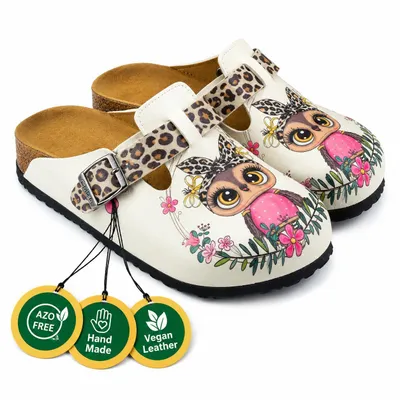 Produktbild von GOBY Clogs Hausschuhe Damen – Handgefertigte Pantoletten mit buntem Print, Imitationsleder & EVA-Sohle