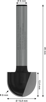 Produktbild von PRO Hohlkehlfräser, R 8, Schaft 6 mm