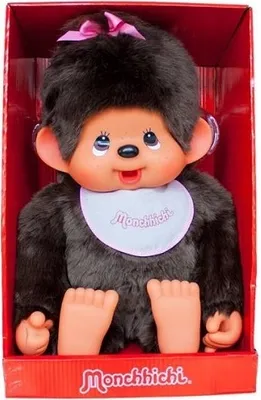 Produktbild von Monchhichi Plüschfigur Mädchen mit Latz pink/braun 80cm