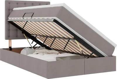 Produktbild von vidaXL LED-Speicherbett mit Matratze Taupe 120 x 200 cm Stoff