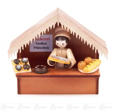 Produktbild von Weihnachtsmarktbude Marktstand Bäckerei mit Thiel-Figur (8cm) von Romy Thiel