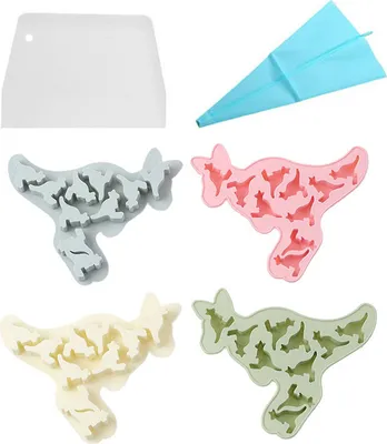 Produktbild von 4 Stück Känguru-Schokoladen-Gummibärchen-Formen Antihaft-Silikon-Backformen Für Die Herstellung Von Eiswürfeln Gelee-Schokoladenseife Zum Formen Von Bonbons, Mit Spritzbeutel Und Schaber