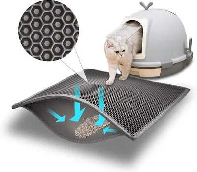 Produktbild von PolkaHome® XXL Wasserabweisende Katzenstreu-Matte – Doppellagige Antirutsch- und Sandfangmatte für Katzenklos, 15 x 24 Zoll,